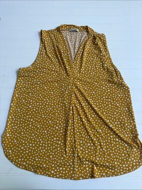 (343)Beacon Mustard with White Polka Dot Sleeveless V-Neck Camisole